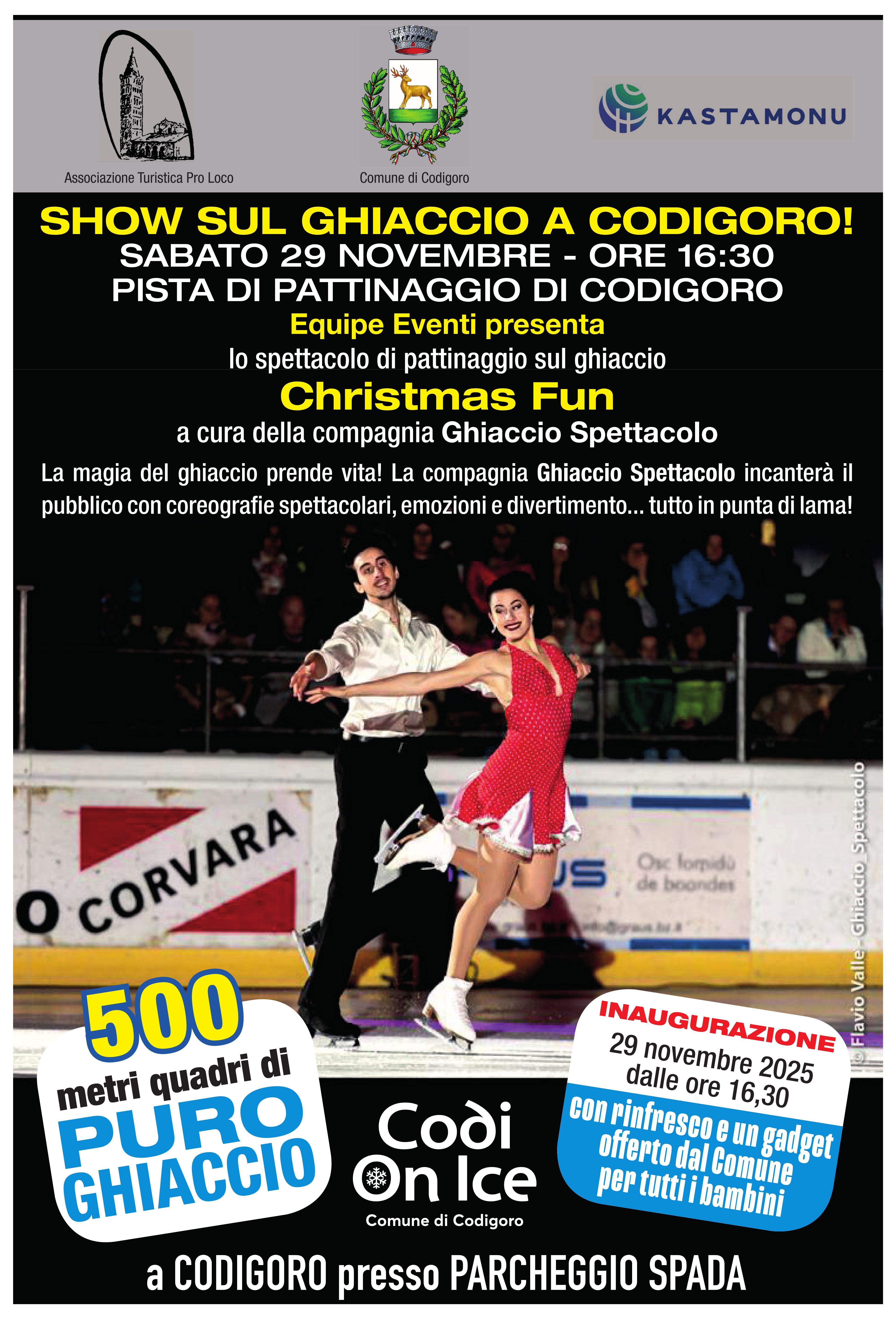 Locandina dello show su ghiaccio del 29 novembre 2025 presso la pista di pattinaggio sul ghiaccio a Codigoro