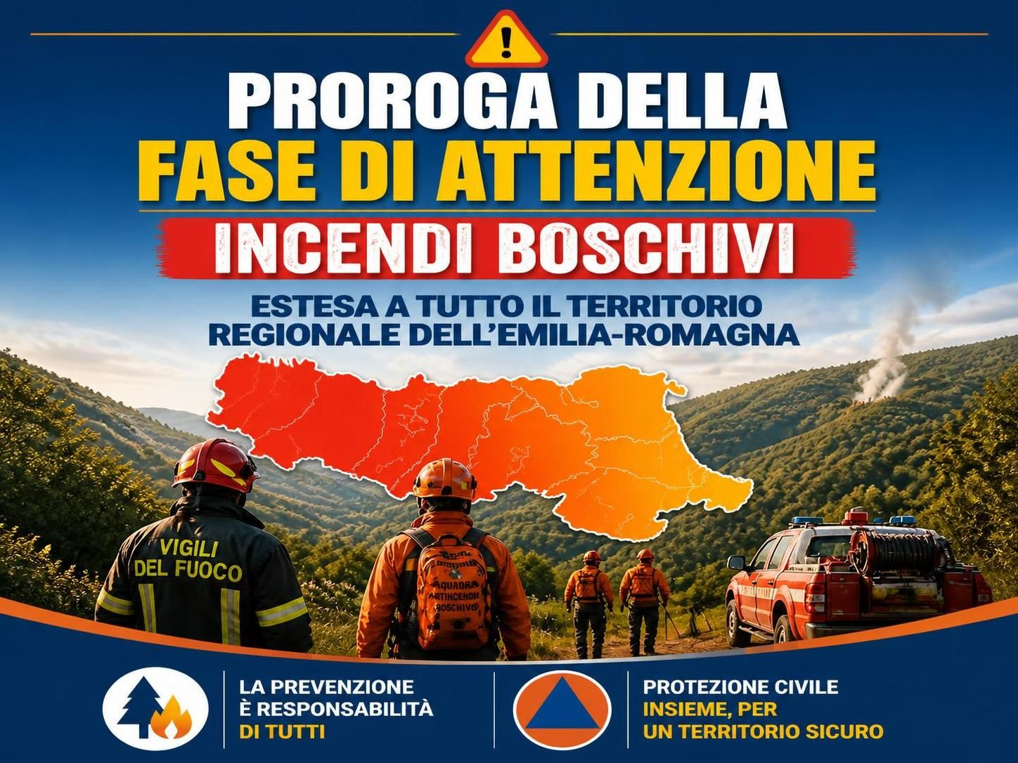 Proroga della fase di attenzione per gli incendi boschivi con estensione su tutto il territorio regionale.