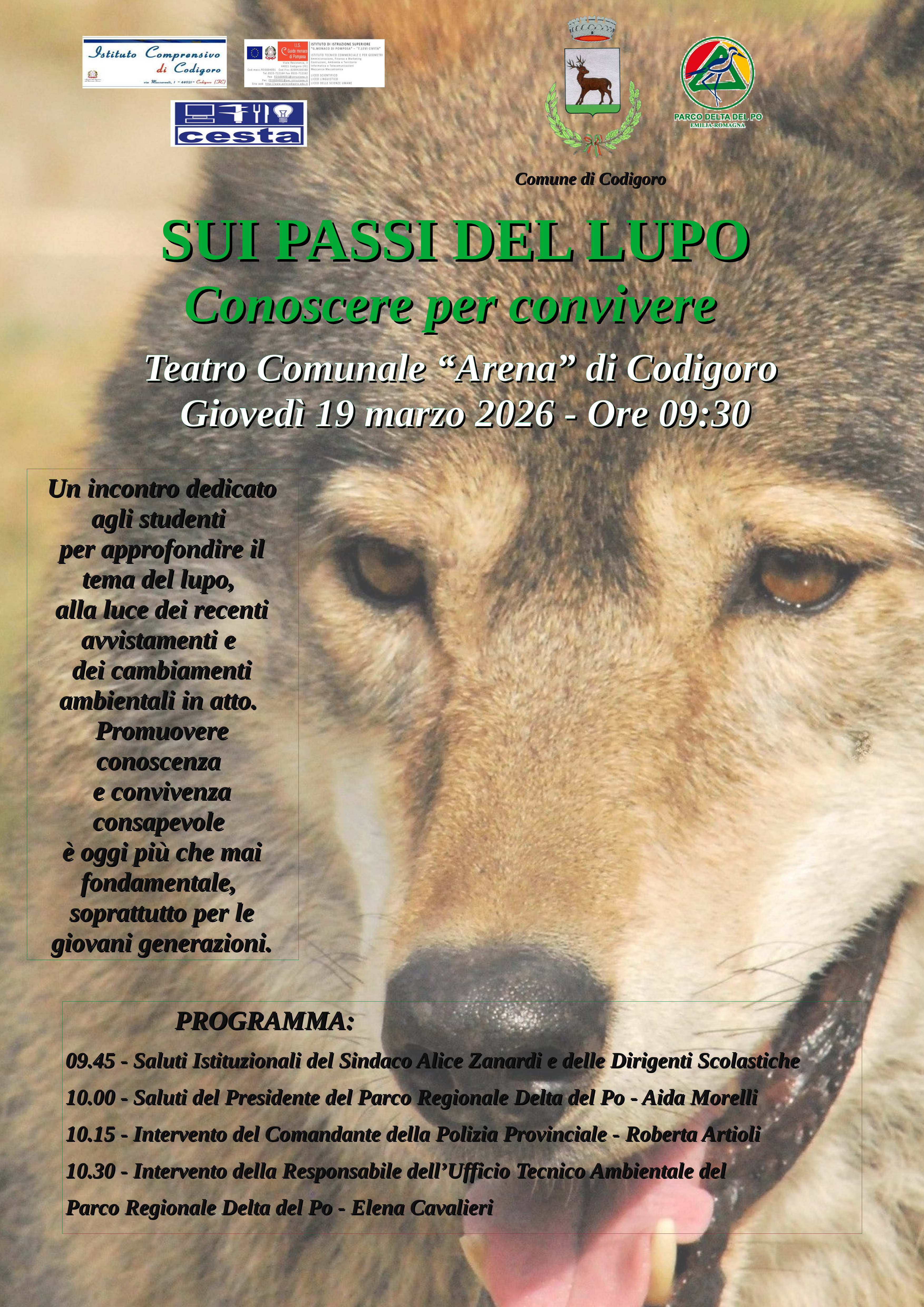 SUI PASSI DEL LUPO – Conoscere per convivere Giovedì 19 Marzo 2026 ore 09.30 - Teatro Comunale 